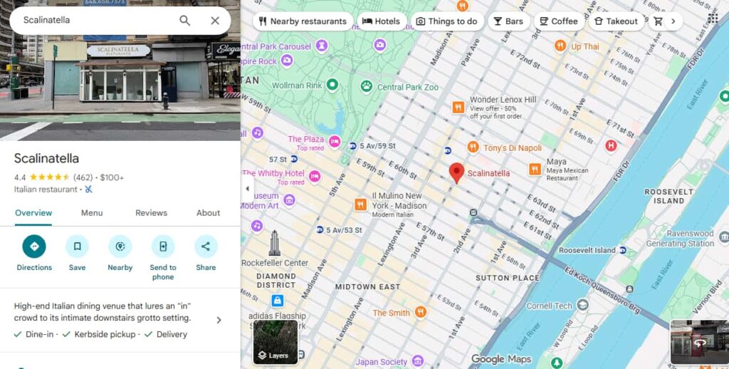 Scalinatella Restaurant New York USA - Google Map
