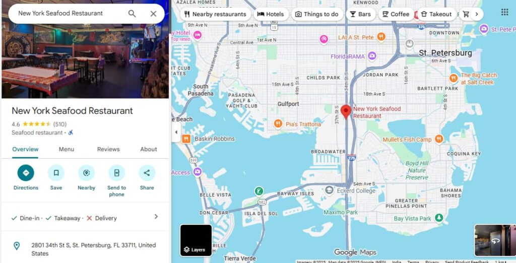 New York Seafood Restaurant St. Petersburg NY - Google Map