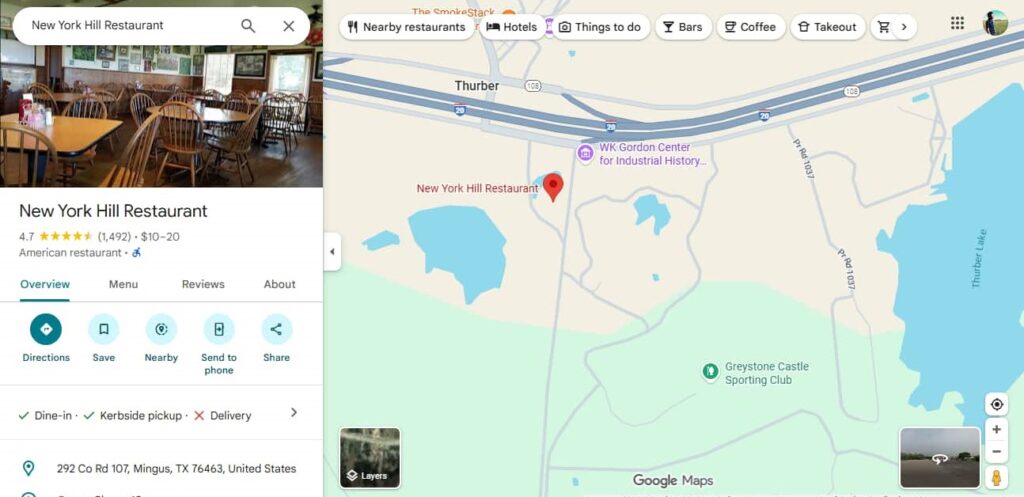 New York Hill Restaurant- Google map