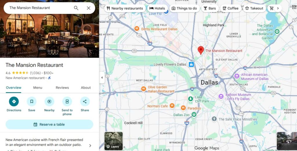The Mansion Restaurant New York- Google Map