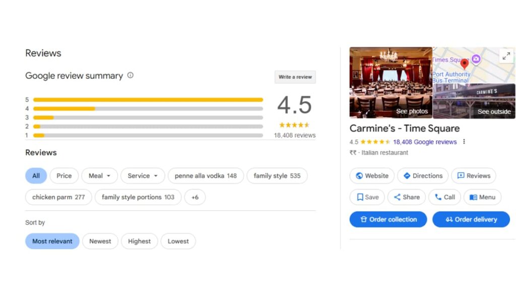 carmines italian restaurant times square new york ny google reviews