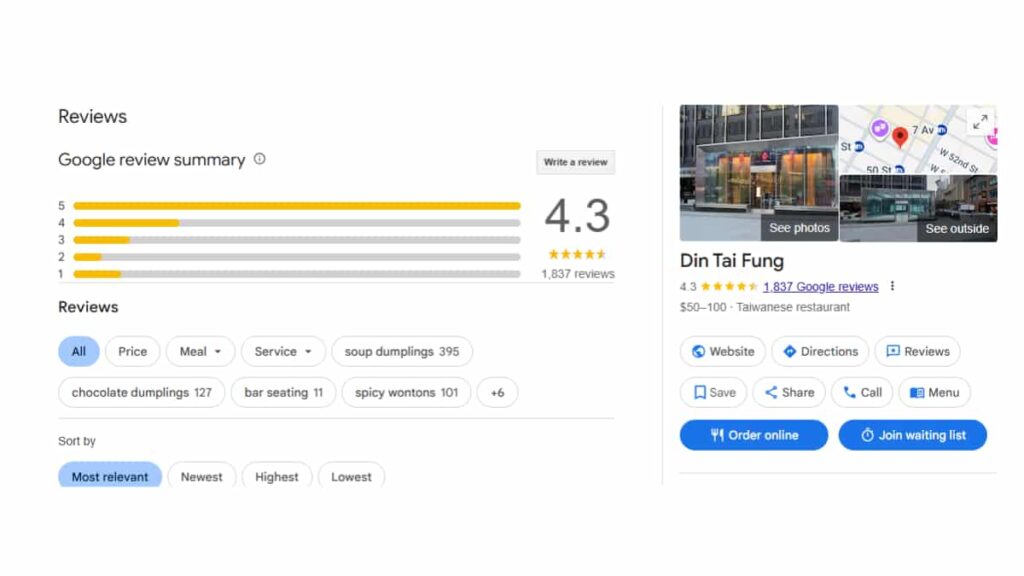 din tai fung new york City Google Reviews